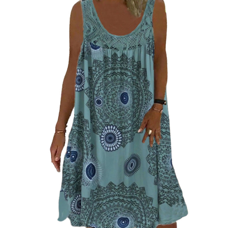 Robe d'été sans manches à col rond pour femmes